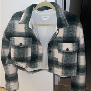 Lovers + Friends Green and White Plaid Jacket